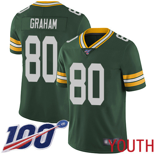 Green Bay Packers Limited Green Youth #80 Graham Jimmy Home Jersey Nike NFL 100th Season Vapor Untouchable->youth nfl jersey->Youth Jersey